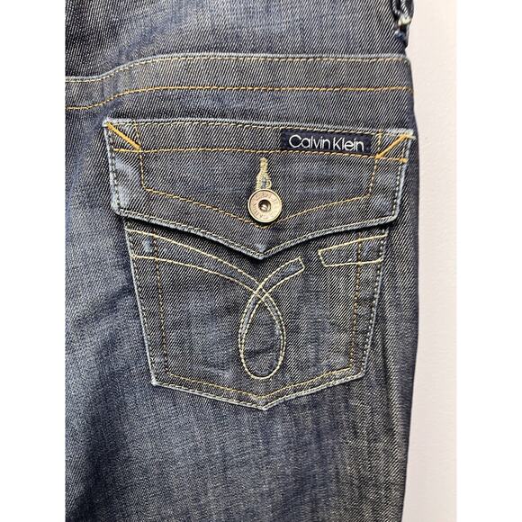 Calvin Klein Womens Lean bootcut denim Jeans Size 8 Mid Rise Dark Wash - Picture 8 of 9